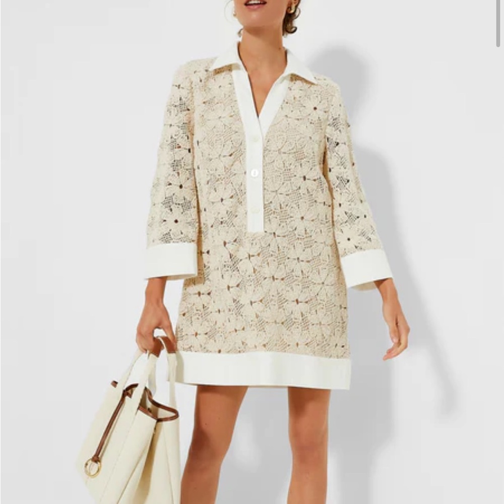 Tuckernuck Tan Crochet Collier Dress Sz S